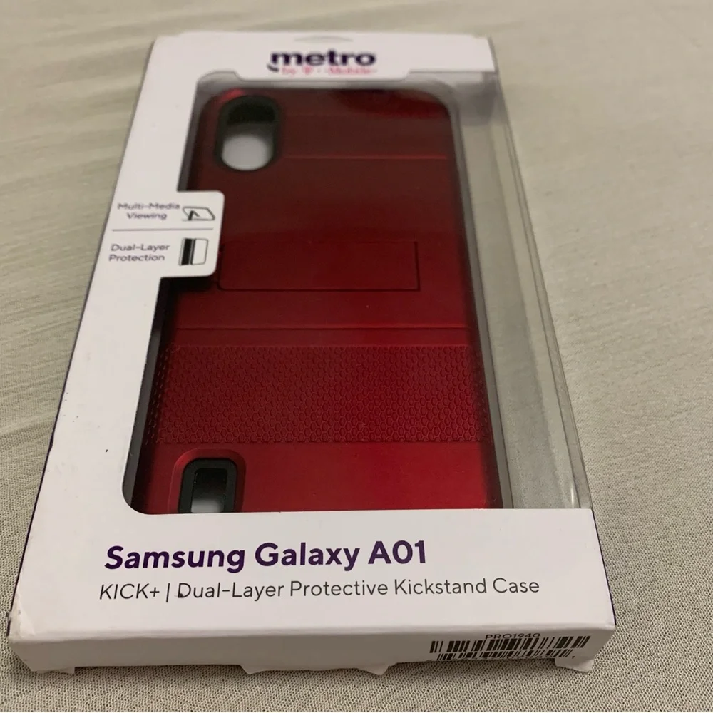 Samsung Galaxy A01 KICK+| Dual-Layer Protective Kickstand Case Metro by T-Mobile